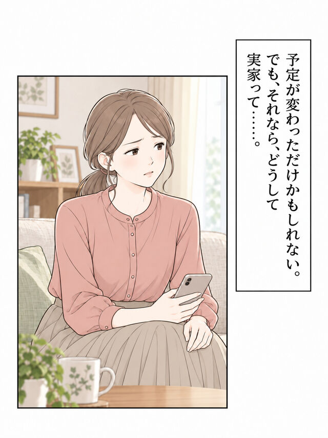 電話を終え、妻が夫の説明に違和感を覚える。